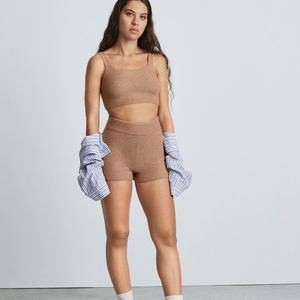 NWT Everlane Cozy Stretch camel Wool Yak Blend cropped tank womens